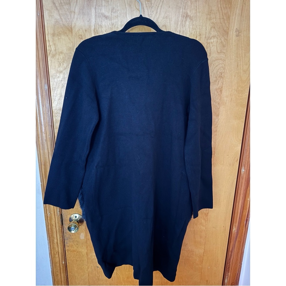 🆕 T Tahari Black Open-Front Cardigan with Faux Fur Pockets (Size Small) - NWT - Picture 6 of 6
